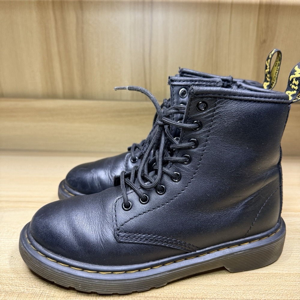 Doc Martens 1460J Black‎ Leather Combat Boots Unisex Black Size 1 READ - Picture 7 of 13